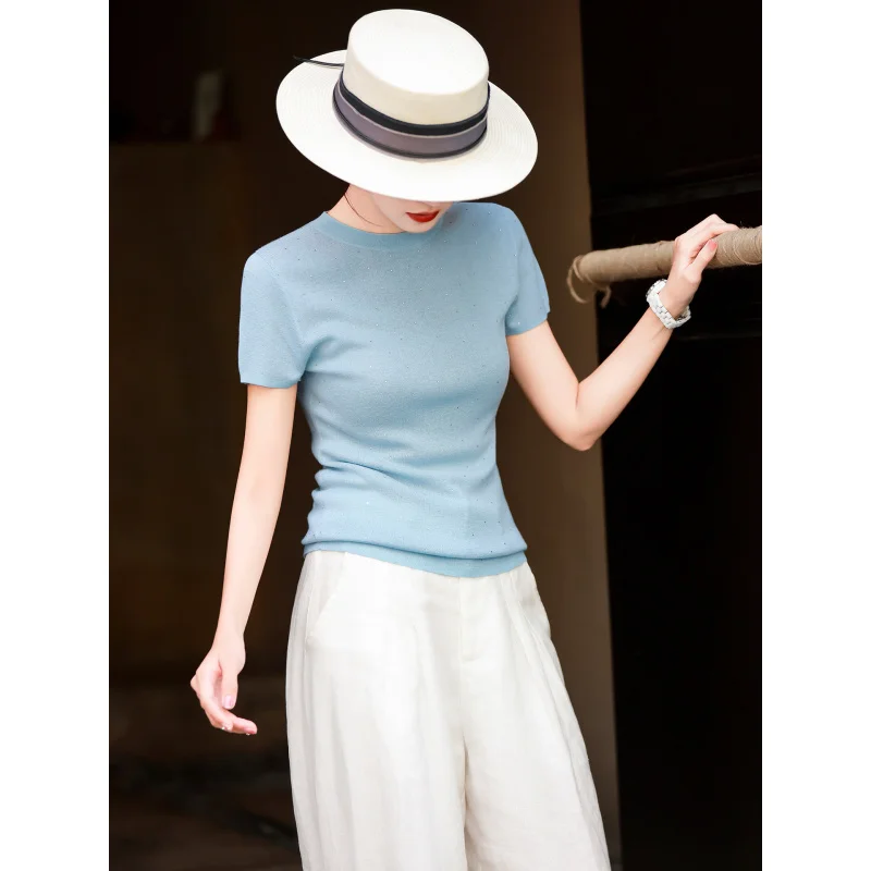 MEXCOCO 2026 Spring Summer New French Gentle Style Knit Top, Crew Neck Slim Fit Wool Rhinestone Blouse
MEXCOCO 2026 Spring Summer New French Gentle Style Knit Top, Crew Neck Slim Fit Wool Rhinestone Blouse
