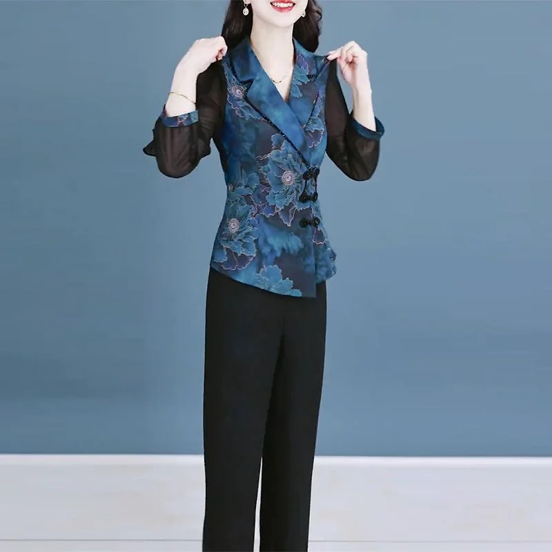 New Chinese Style Suit 2025 Spring and Autumn Mother Slim Collar Top Wide-leg Pants Fashionable Two-piece Set
New Chinese Style Suit 2025 Spring and Autumn Mother Slim Collar Top Wide-leg Pants Fashionable Two-piece Set