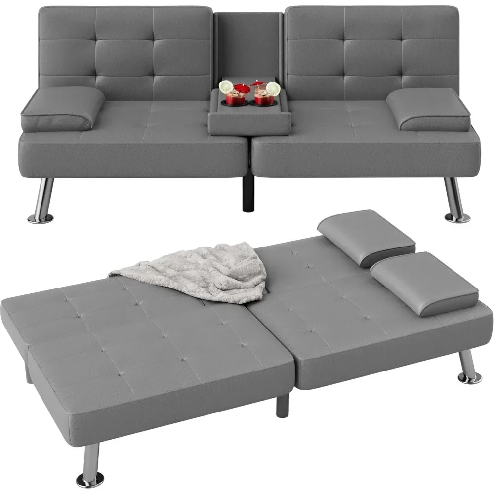 Futon Sofa Bed Modern Folding Futon Set PU Leather Convertible Recliner Lounge for Living Room with 2 Cup Holders, Removable Ar
Futon Sofa Bed Modern Folding Futon Set PU Leather Convertible Recliner Lounge for Living Room with 2 Cup Holders, Removable Ar