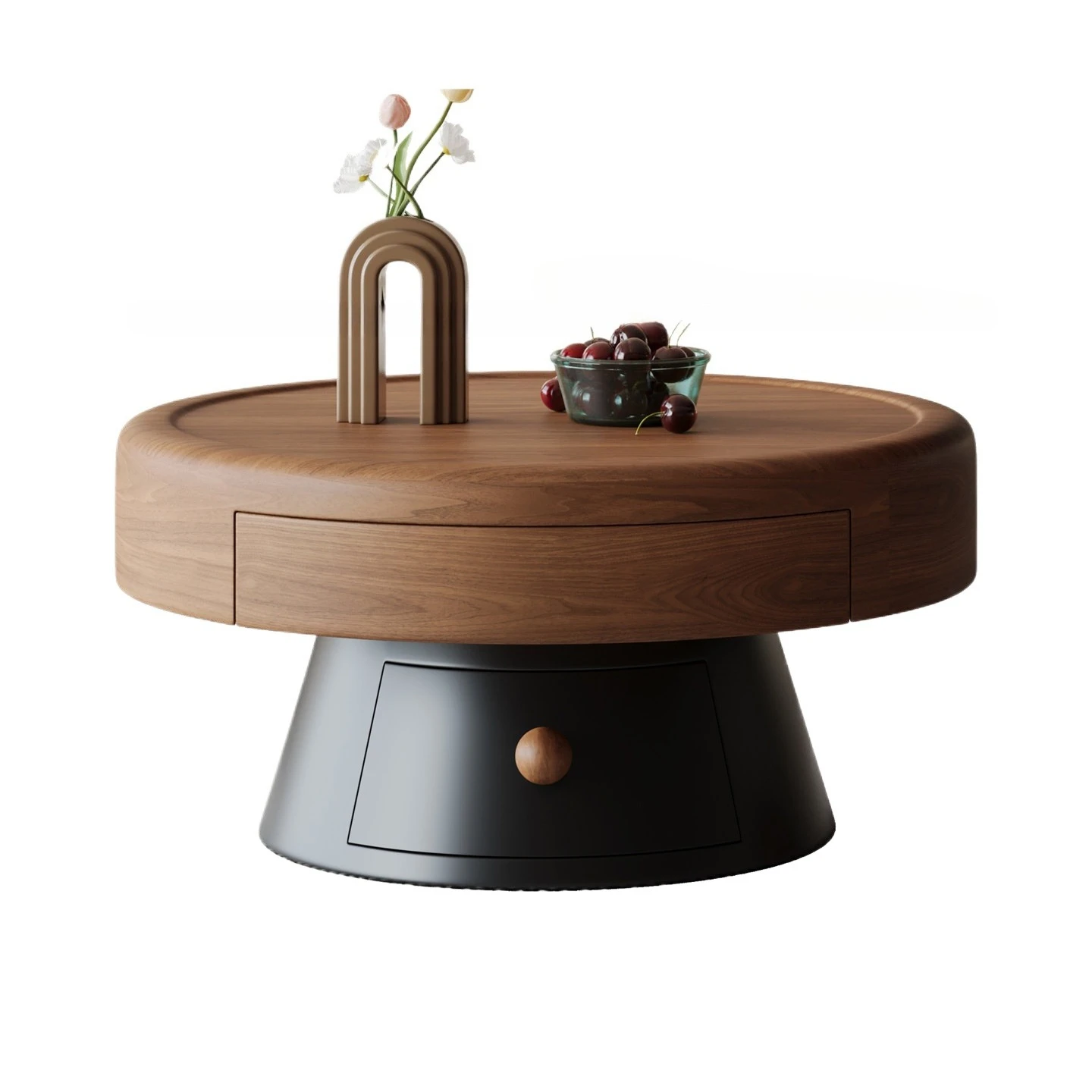 Walnut high and low round coffee table, living room household coffee table
Walnut high and low round coffee table, living room household coffee table