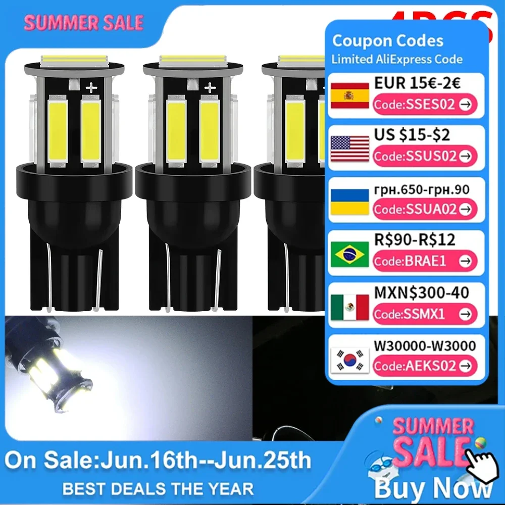 4PCS T10 W5W 10Led 7020 194 168 12v Car LED Wedge Turn Signal Reverse Dome Led License Plate Trunk White Bulb Clearance Light
4PCS T10 W5W 10Led 7020 194 168 12v Car LED Wedge Turn Signal Reverse Dome Led License Plate Trunk White Bulb Clearance Light