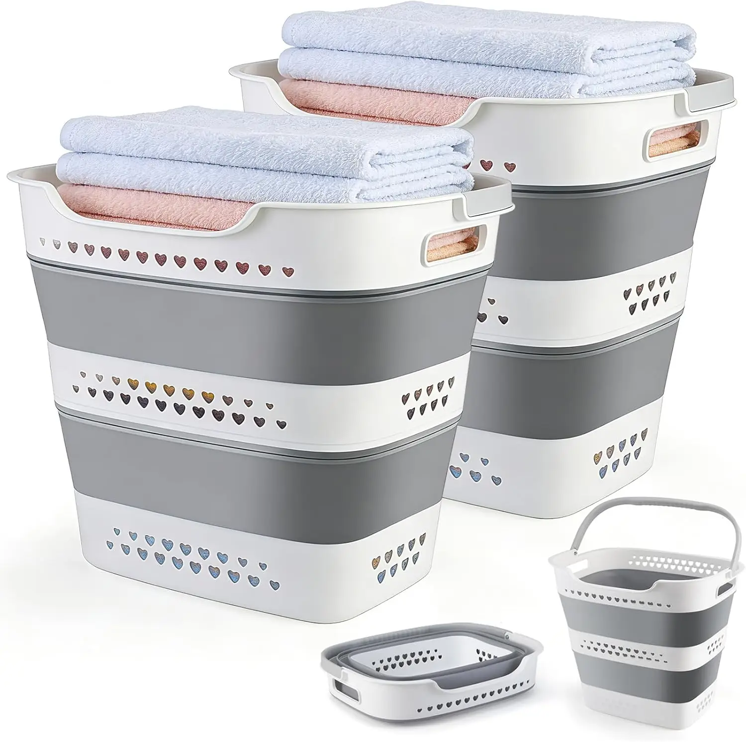 Collapsible Laundry Baskets Foldable Pop Up Laundry Hamper Plastic with Comfort Handles Folding
Collapsible Laundry Baskets Foldable Pop Up Laundry Hamper Plastic with Comfort Handles Folding
