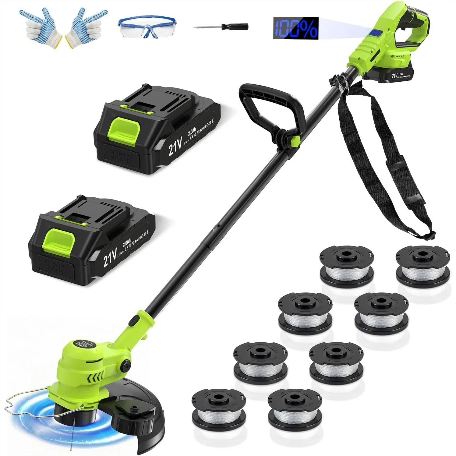 21V Weed Eater & String Trimmer, Lightweight 2-in-1 Electric Weed Wacker with Wheeled Edger, 2X 2.0Ah Batteries & Charger
21V Weed Eater & String Trimmer, Lightweight 2-in-1 Electric Weed Wacker with Wheeled Edger, 2X 2.0Ah Batteries & Charger