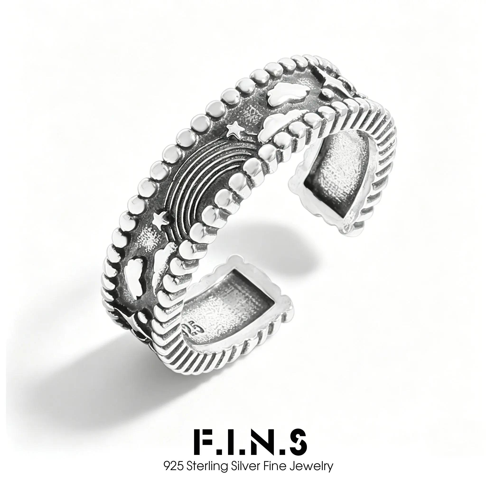 F.I.N.S Vintage S925 Sterling Silver Rainbow Cloud Star Ring for Women Retro Thai Silver Open Adjustable Finger Fine Jewelry
F.I.N.S Vintage S925 Sterling Silver Rainbow Cloud Star Ring for Women Retro Thai Silver Open Adjustable Finger Fine Jewelry