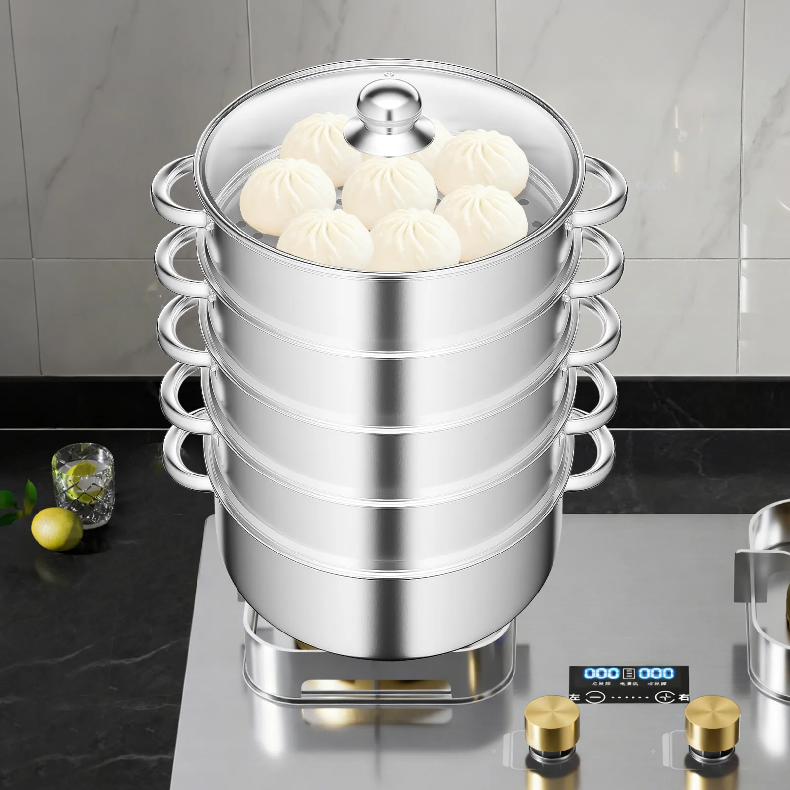 Многоярусная пароварка из нержавеющей стали на 5 уровней, 28 см, для приготовления пельменей и овощей, кухонная утварь
Многоярусная пароварка из нержавеющей стали на 5 уровней, 28 см, для приготовления пельменей и овощей, кухонная утварь