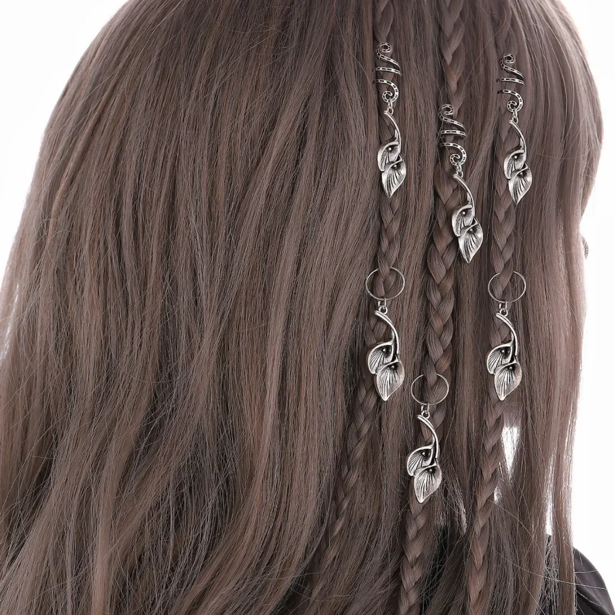 New Silver Leaf Vintage Viking Spiral Charms Hair Braid Ring Accessories Cuff Clips for Women and Girls Dreadlocks Beads Styling
New Silver Leaf Vintage Viking Spiral Charms Hair Braid Ring Accessories Cuff Clips for Women and Girls Dreadlocks Beads Styling