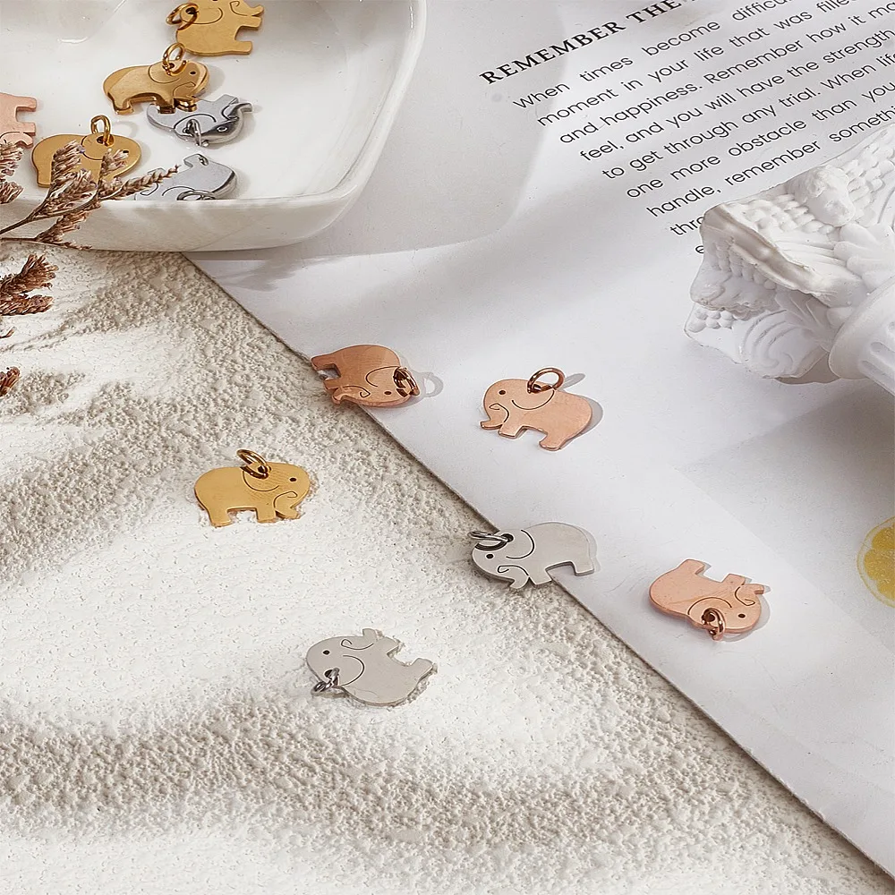 12Pcs 3 Colors 304 Stainless Steel Pendants Elephant Charms Mixed Color 11x14x1mm Hole: 3mm 4pcs/color
12Pcs 3 Colors 304 Stainless Steel Pendants Elephant Charms Mixed Color 11x14x1mm Hole: 3mm 4pcs/color