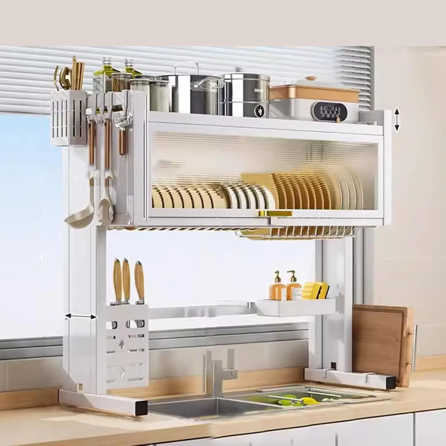 Over Sink Dish Rack Carbon Steel Dish Dryer with Dust Proof Cabinet Kitchen Counter Storage Shelf
Over Sink Dish Rack Carbon Steel Dish Dryer with Dust Proof Cabinet Kitchen Counter Storage Shelf