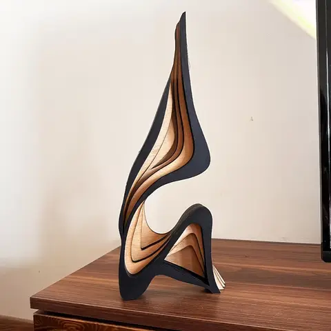Statue artistique abstraite en bois profilée, bibliothèque minimaliste, décoration de salle de maison, ornements de bureau, cadeaux pour la maison