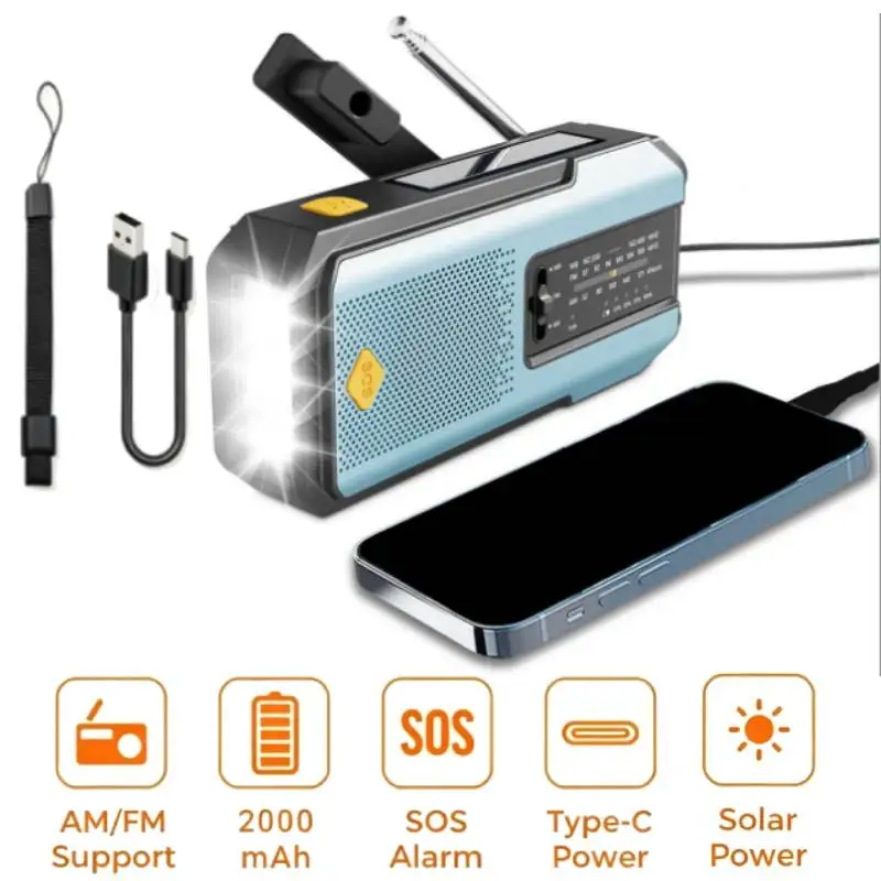 2000mAh Portable Emergency Solar Power Radio Hand Crank Charging AM/FM SW Multi BAND Radio SOS LED Reading Flashlight Power Bank
2000mAh Portable Emergency Solar Power Radio Hand Crank Charging AM/FM SW Multi BAND Radio SOS LED Reading Flashlight Power Bank