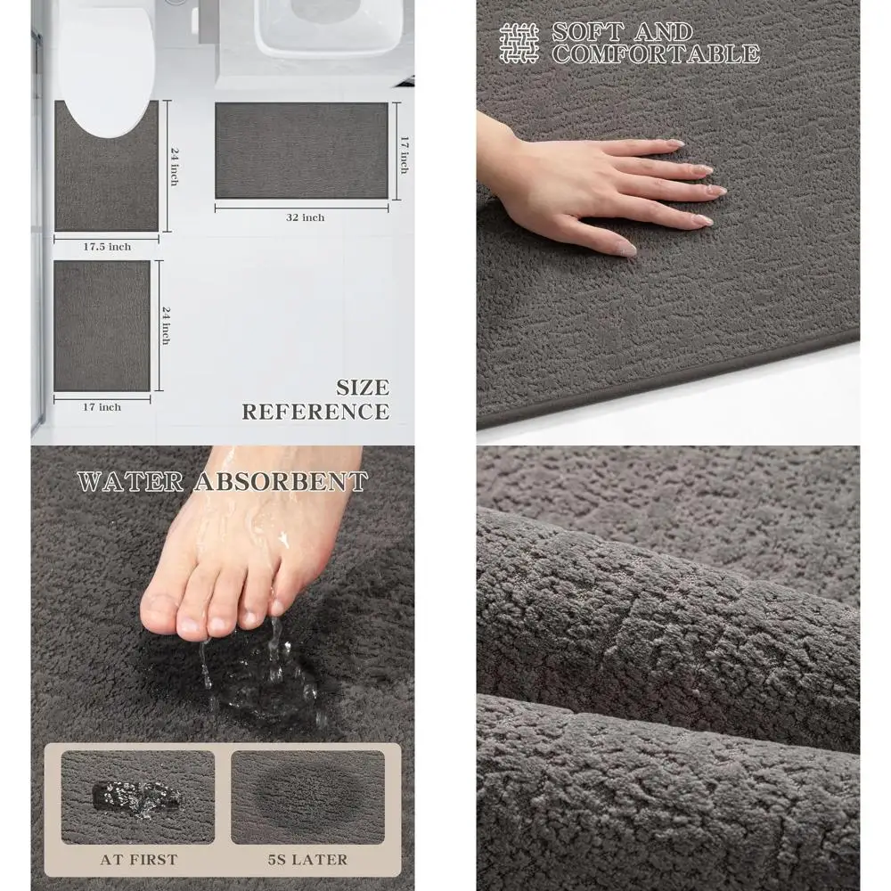 3-Piece Non-Slip Absorbent Bath Mat Set, Ultra Thin Quick Dry Mat, Dark Grey, Machine Washable Bathroom Rugs
3-Piece Non-Slip Absorbent Bath Mat Set, Ultra Thin Quick Dry Mat, Dark Grey, Machine Washable Bathroom Rugs
