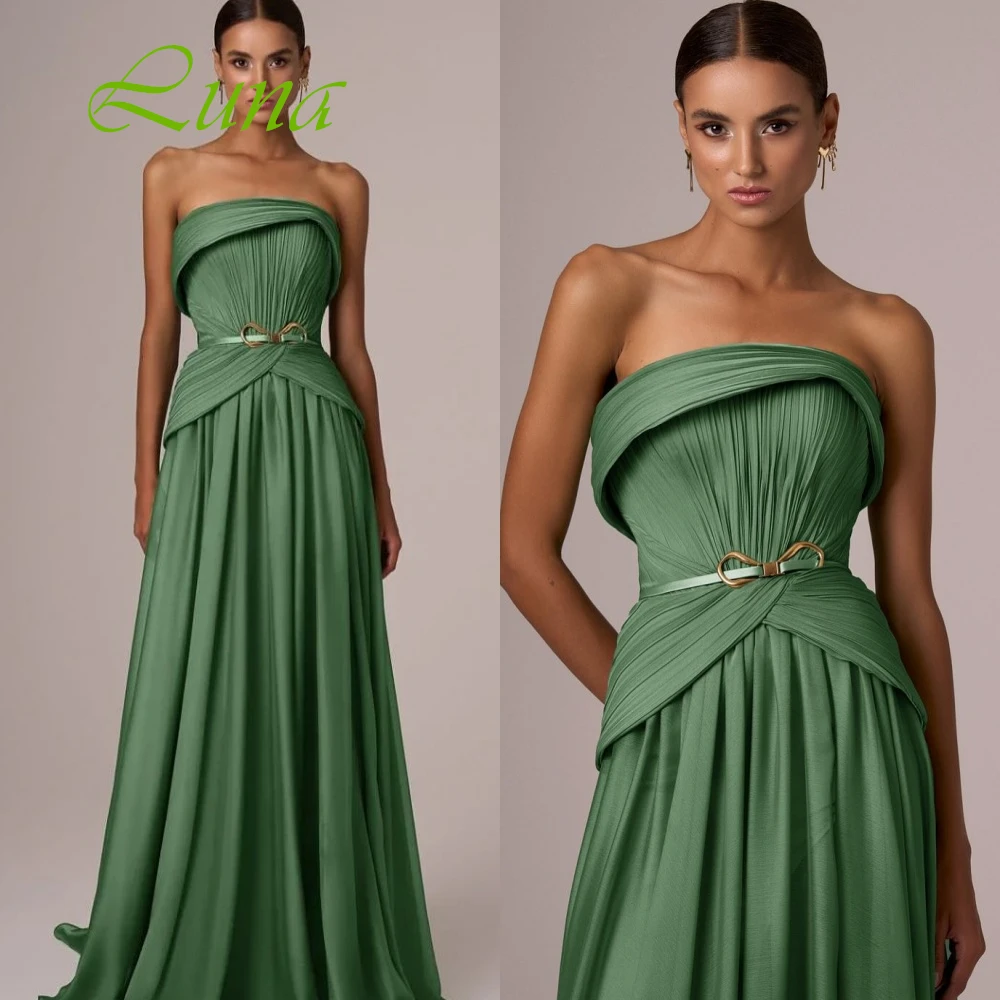 Customized Exquisite Green Strapless Sleeveless Evening Dress High Quality Chiffon Evening Dresses Delicate Belt Party Gowns
Customized Exquisite Green Strapless Sleeveless Evening Dress High Quality Chiffon Evening Dresses Delicate Belt Party Gowns