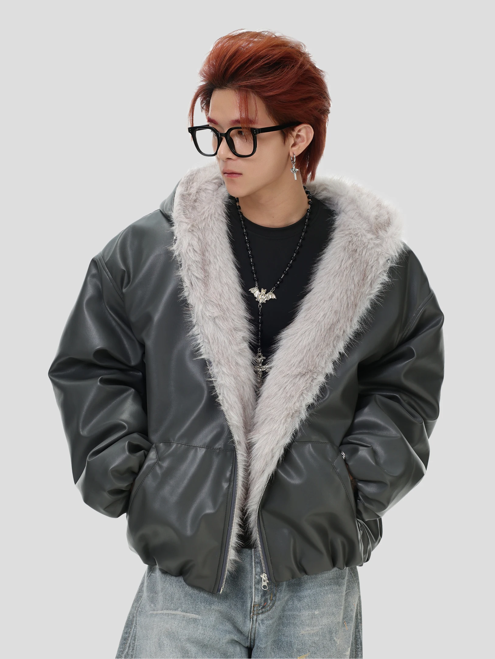 INSstudios American Retro Fur Collar Loose Cotton Jaet PU Leather Polyester Filling Hooded Warm Thiened Youth Faion
INSstudios American Retro Fur Collar Loose Cotton Jaet PU Leather Polyester Filling Hooded Warm Thiened Youth Faion