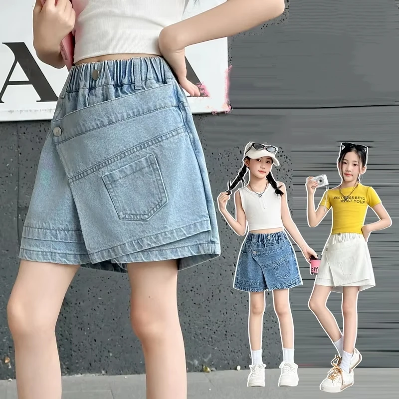 Teenage Girl Casual Mini Short Jeans Skirt Kids Children Fashion Summer Denim Protective Shorts Under The Skirt With Buttons
Teenage Girl Casual Mini Short Jeans Skirt Kids Children Fashion Summer Denim Protective Shorts Under The Skirt With Buttons