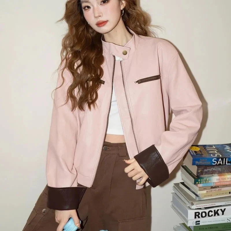 Vintage Streetwear Women Jacket Autumn Pink Stand Collar Pu Leather Zipper Jackets Hottie Loose Casual Long Sleeve Retro Coats
Vintage Streetwear Women Jacket Autumn Pink Stand Collar Pu Leather Zipper Jackets Hottie Loose Casual Long Sleeve Retro Coats
