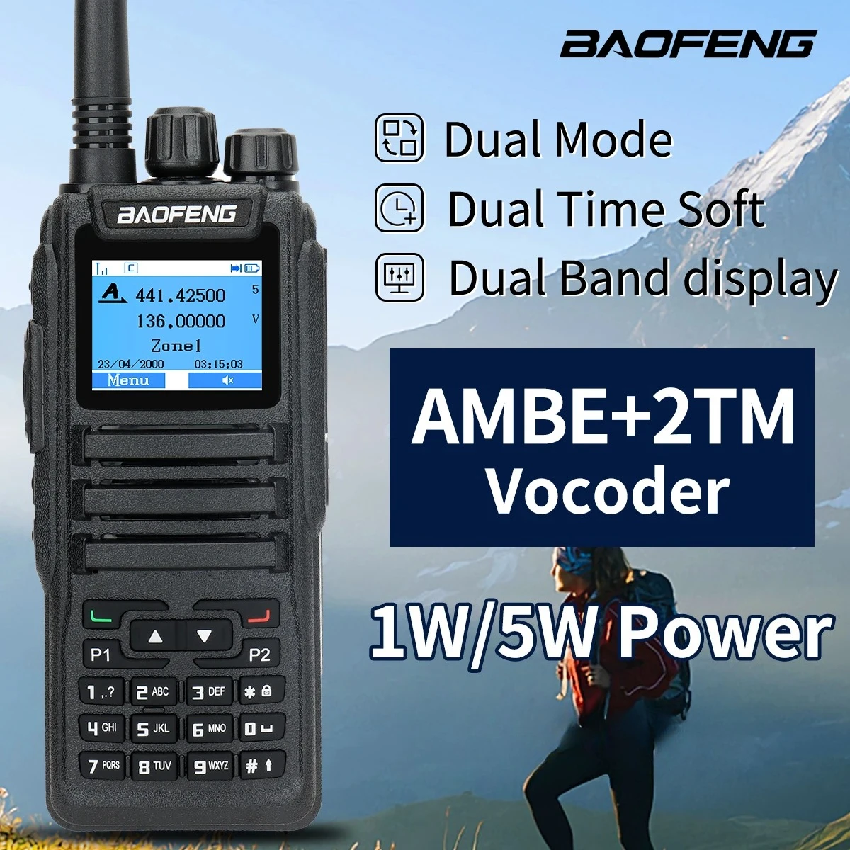 Baofeng DMR DM 1701 Digital Walkie Talkie Dual Mode Analog Two Way Radio Open GD77 Dual Time Slot Tier 1+2 Ham Radio DR 1801
Baofeng DMR DM 1701 Digital Walkie Talkie Dual Mode Analog Two Way Radio Open GD77 Dual Time Slot Tier 1+2 Ham Radio DR 1801