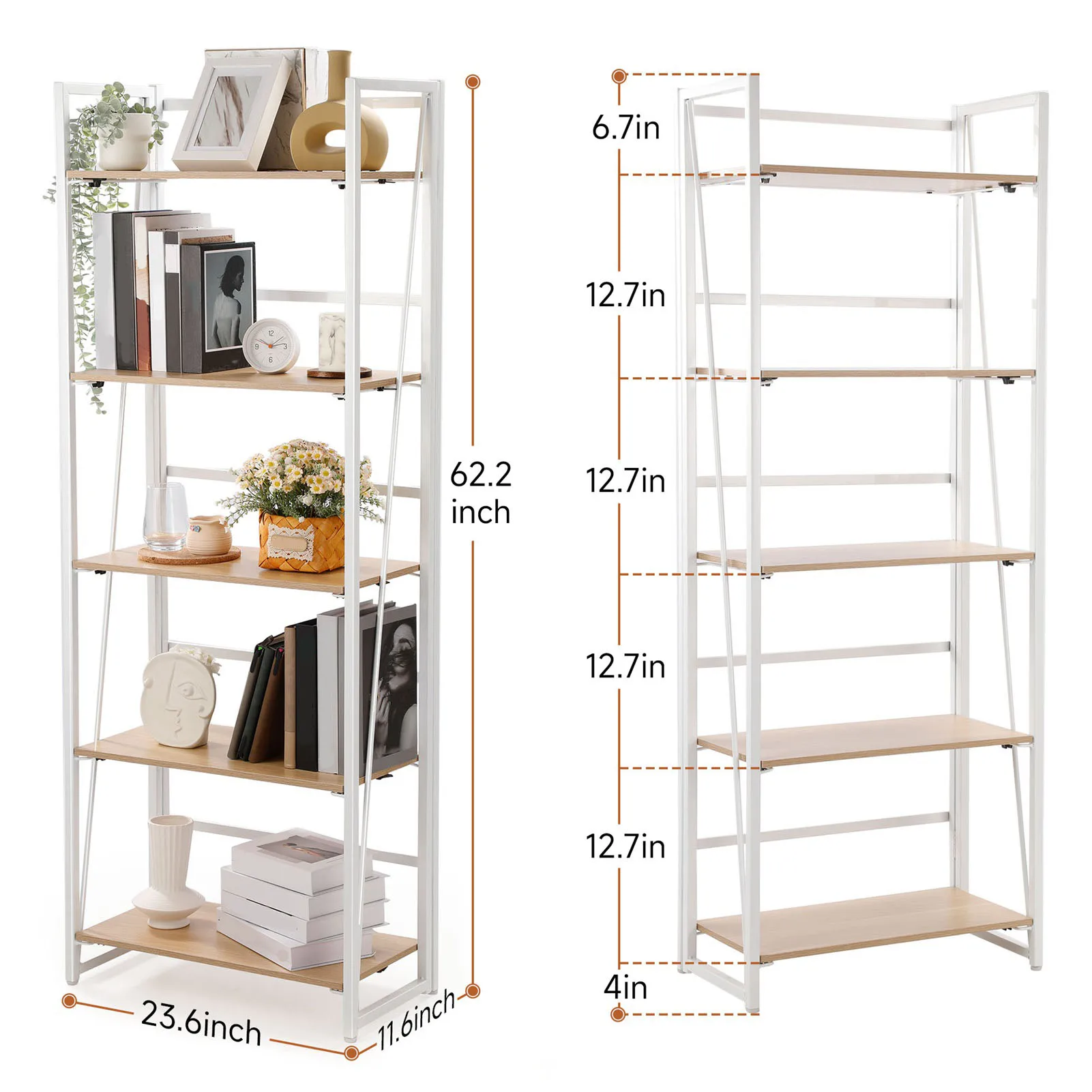 Folding Bookshelf Storage Shelves No-Assembly 5 Tiers Vintage Multifunctional Plant Flower Stand Storage Rack Shelf Bookcase
Folding Bookshelf Storage Shelves No-Assembly 5 Tiers Vintage Multifunctional Plant Flower Stand Storage Rack Shelf Bookcase
