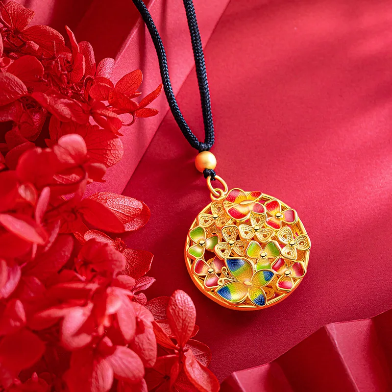 9999 real gold 24K yellow gold New Chinese Ethnic Style Vintage Enamel Butterfly Love Flower Pendant
9999 real gold 24K yellow gold New Chinese Ethnic Style Vintage Enamel Butterfly Love Flower Pendant