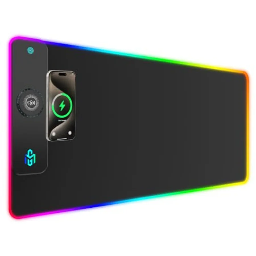Wireless Charging RGB Gaming Mouse Pad 15W, LED Mouse Mat 900x400x4MM, 10 Light Modes Extra Large Mousepad Non-Slip Rubber Base
Wireless Charging RGB Gaming Mouse Pad 15W, LED Mouse Mat 900x400x4MM, 10 Light Modes Extra Large Mousepad Non-Slip Rubber Base