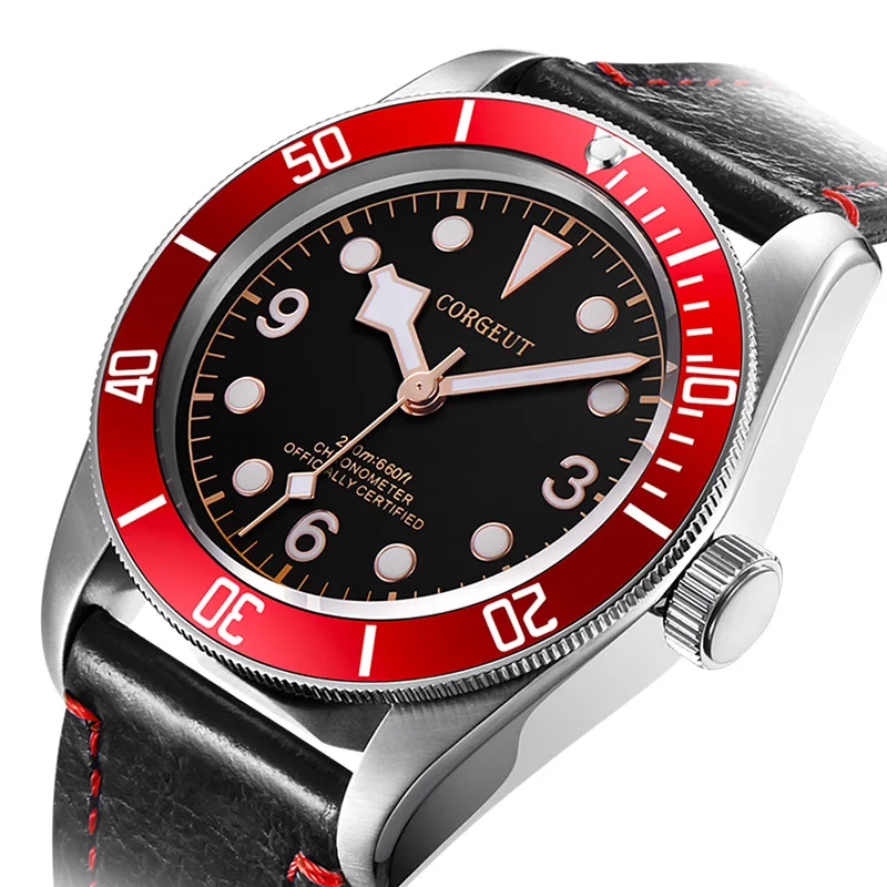41mm CORGEUT Automatic mechanical watch Ceramic rotating bezel Sapphire crystal Casual black Dial stainless steel Luminous Watch
41mm CORGEUT Automatic mechanical watch Ceramic rotating bezel Sapphire crystal Casual black Dial stainless steel Luminous Watch