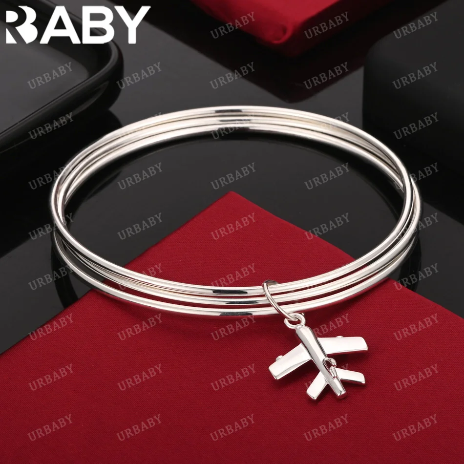 URBABY 925 Sterling Silver Bangle Airplane Pendant Three Lives Three Worlds Bracelet For Women Jewelry Fashion Party Daily Wear
URBABY 925 Sterling Silver Bangle Airplane Pendant Three Lives Three Worlds Bracelet For Women Jewelry Fashion Party Daily Wear