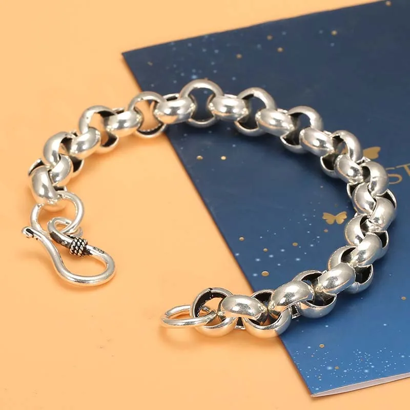 Real 925 Sterling Silver Round Link Bracelet Men Hip hop Simple Jewelry Tibetan silver Women Chain & Link Bracelets
Real 925 Sterling Silver Round Link Bracelet Men Hip hop Simple Jewelry Tibetan silver Women Chain & Link Bracelets