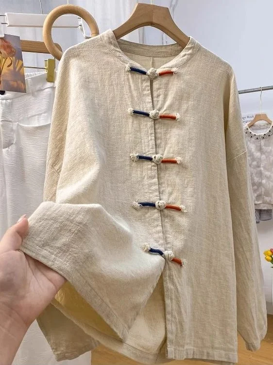 New Chinese Style Loose Fit Long Sleeve Cotton Linen Shirt Women's Spring Autumn Tai Chi Collar Button up Top Fashionable Com...
New Chinese Style Loose Fit Long Sleeve Cotton Linen Shirt Women's Spring Autumn Tai Chi Collar Button up Top Fashionable Com...