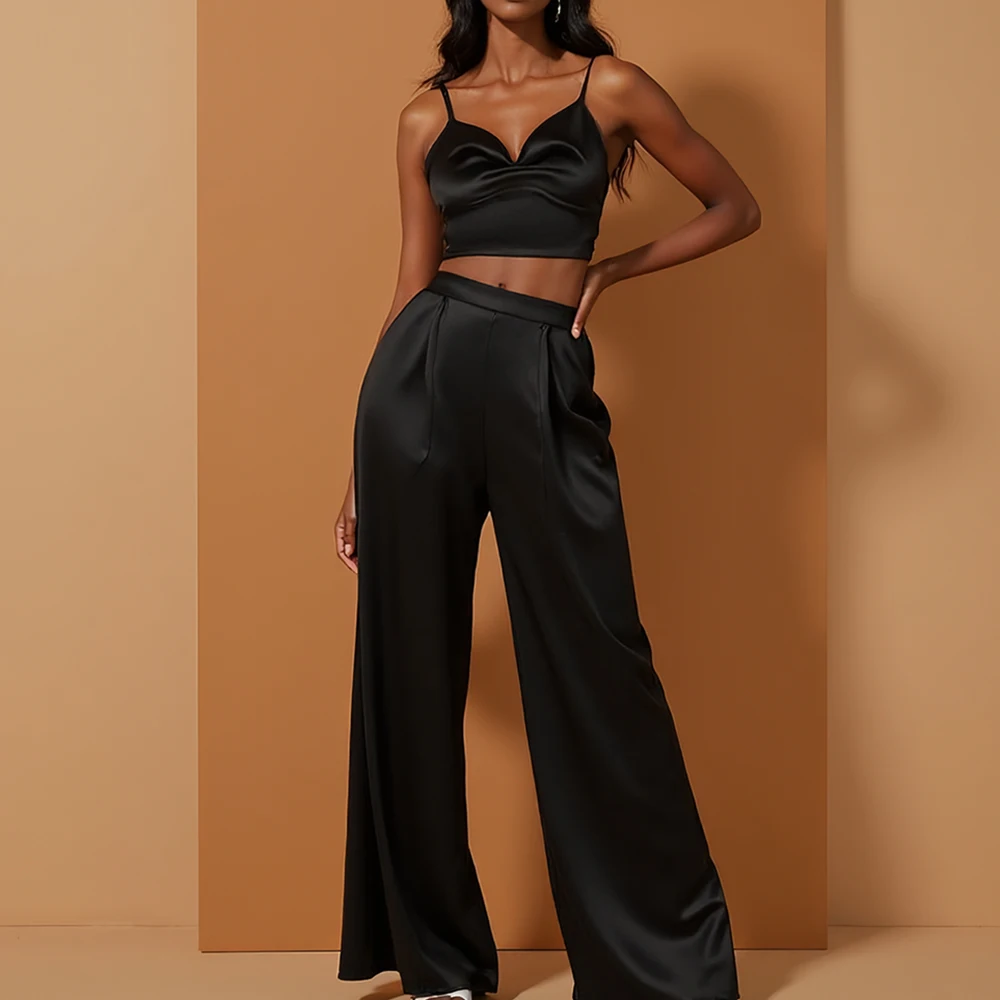 Mia Muse Sets Spring Simple Korean Plain Folds Sleeveless Sweetheart Neck Natural Waist Wide Leg Full Length Sets For Women
Mia Muse Sets Spring Simple Korean Plain Folds Sleeveless Sweetheart Neck Natural Waist Wide Leg Full Length Sets For Women