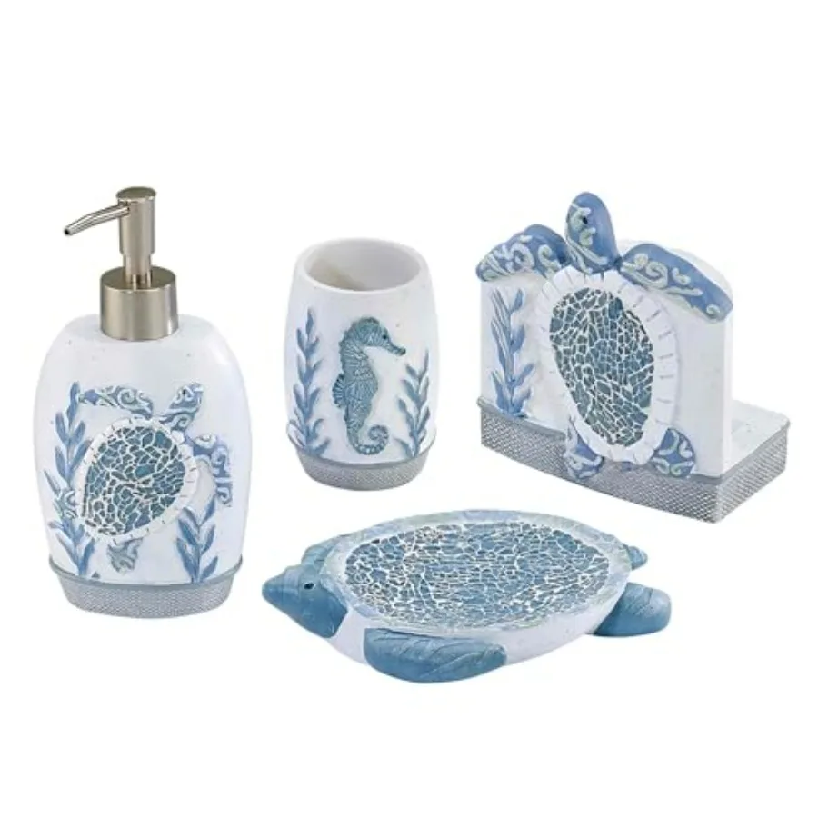 Caicos Collection Resin Tumbler Toothbrush Holder Soap Dish Lotion Pump Set Durable Bath Decor in Soft White with Modern Design
Caicos Collection Resin Tumbler Toothbrush Holder Soap Dish Lotion Pump Set Durable Bath Decor in Soft White with Modern Design