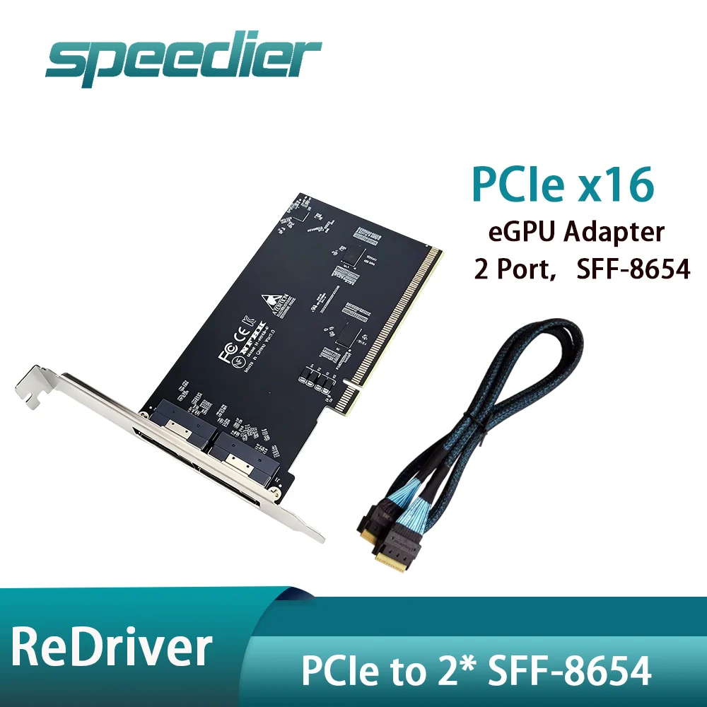 ReDriver Signal Amplifier PCIe X16 to Dual SFF-8654 Port External GPU eGPU Adapter Breakout Card SFF 8654 8I High Speed Cable
ReDriver Signal Amplifier PCIe X16 to Dual SFF-8654 Port External GPU eGPU Adapter Breakout Card SFF 8654 8I High Speed Cable