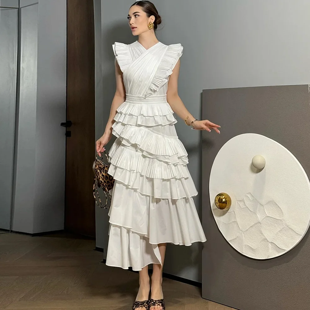 Customized Simple White Evening Dress Exquisite V-Neck Sleeveless Homecoming Dresses Fashion Ruched Special Occasion Gowns
Customized Simple White Evening Dress Exquisite V-Neck Sleeveless Homecoming Dresses Fashion Ruched Special Occasion Gowns