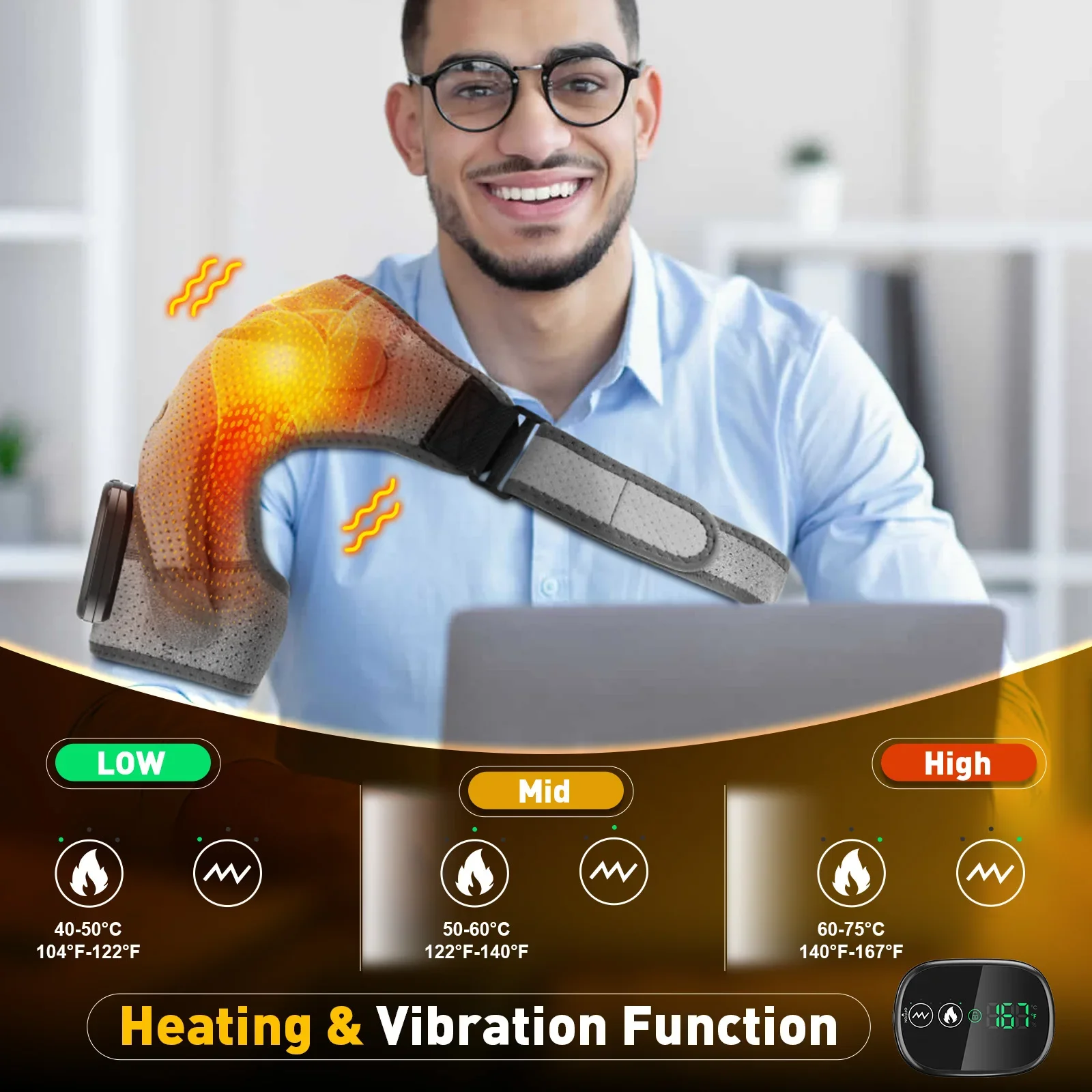 Adjustable Electric Heating Shoulder Massage Belt for Arm Muscle Relaxation Heated Back Shoulder Brace Pain Relief Therapy
Adjustable Electric Heating Shoulder Massage Belt for Arm Muscle Relaxation Heated Back Shoulder Brace Pain Relief Therapy