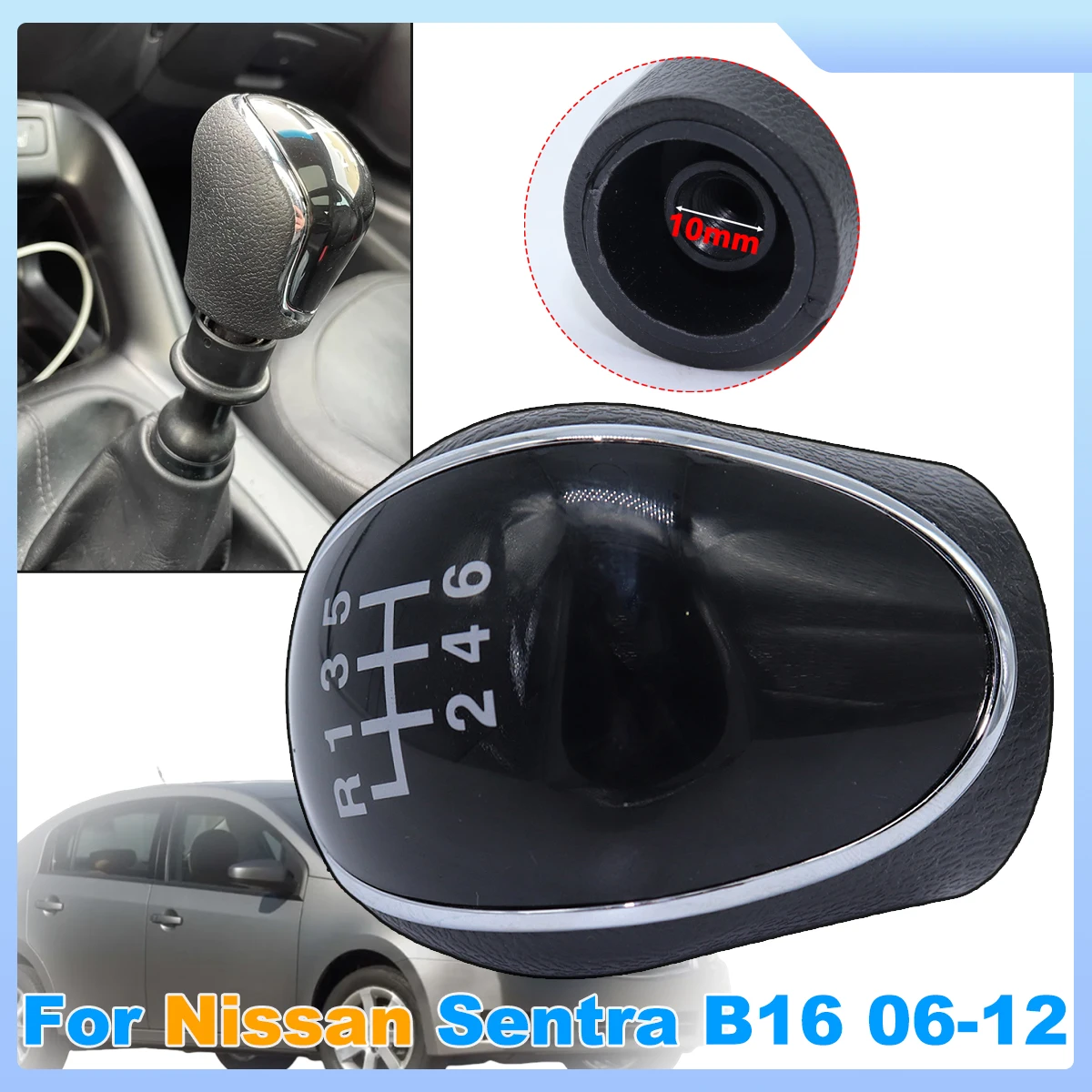 6SP +R Manual Transmission Gear Shift Knob GearStick Lever Pen Shifter Handball Chrome M10 Black For Nissan Sentra B16 2006-2012
6SP +R Manual Transmission Gear Shift Knob GearStick Lever Pen Shifter Handball Chrome M10 Black For Nissan Sentra B16 2006-2012