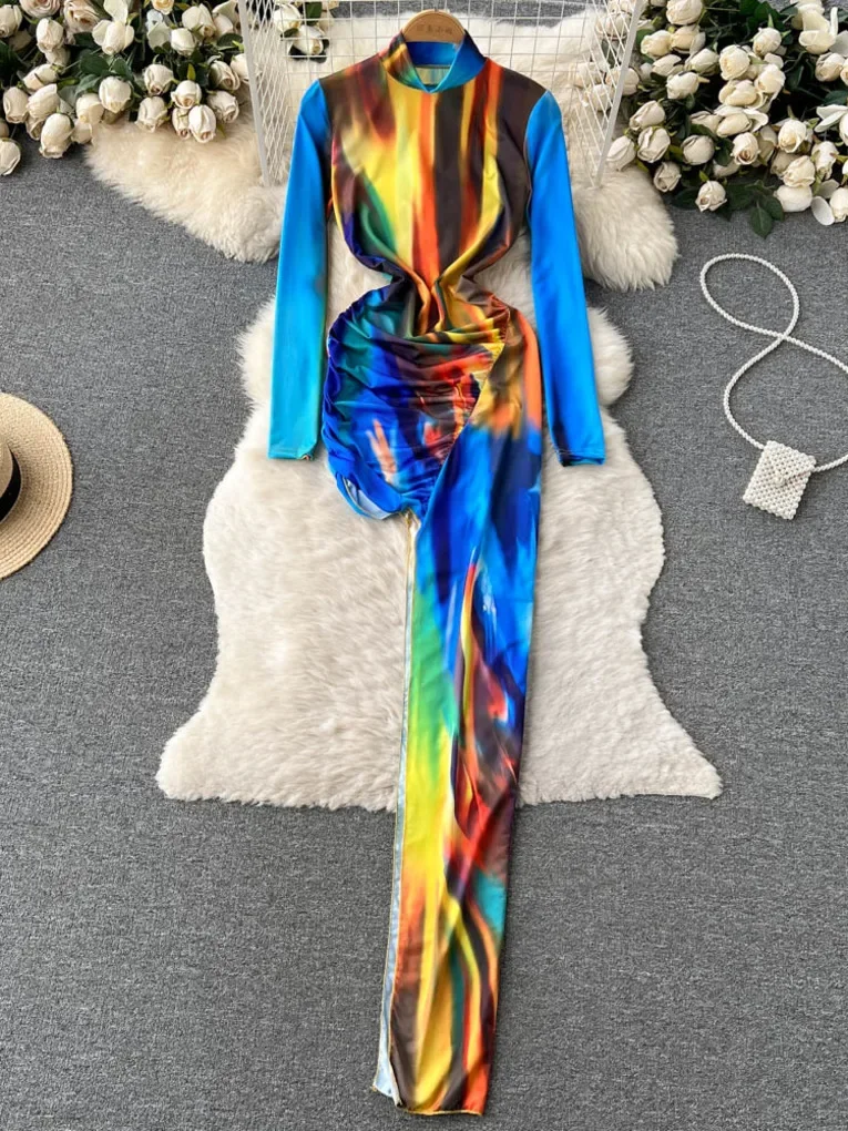 Foamlina Women Fashion Irregular Dress New Spring Long Sleeve Turtleneck Dye-tie Print Bodycon Ruched Party Dress Streetwear
Foamlina Women Fashion Irregular Dress New Spring Long Sleeve Turtleneck Dye-tie Print Bodycon Ruched Party Dress Streetwear