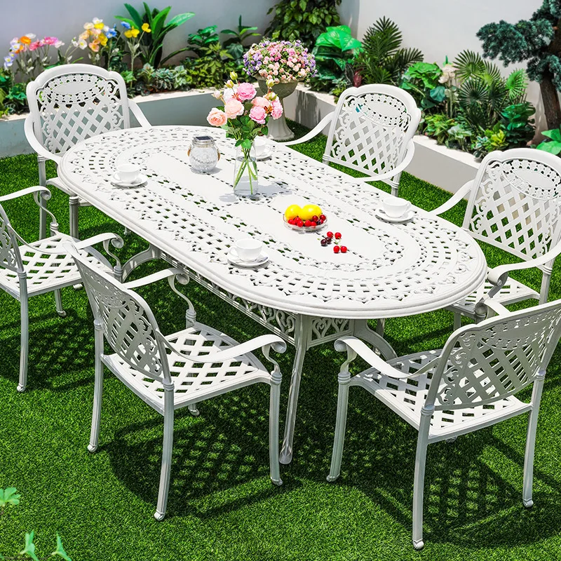 !@White Modern All Aluminum Durable Outdoor Dining Table and Chair Set for Balcony Garden Courtyard Villa Homestay Hotel Park
!@White Modern All Aluminum Durable Outdoor Dining Table and Chair Set for Balcony Garden Courtyard Villa Homestay Hotel Park