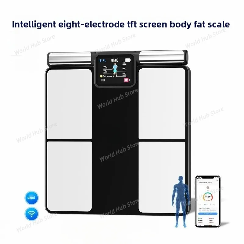 Smart 8 Electrode Scale Bioimpedance Electronic Digital Weight Balance Fat Body Water Muscle Mass BMI Composition Scale
Smart 8 Electrode Scale Bioimpedance Electronic Digital Weight Balance Fat Body Water Muscle Mass BMI Composition Scale