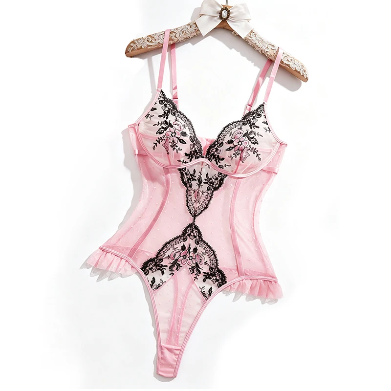 Women's Lingerie Pink Mesh Slimming Bodysuit Delicate Floral Embroidered Jumpsuit Romantic Sleeveless Polka Dot Sexy Bodysuit
Women's Lingerie Pink Mesh Slimming Bodysuit Delicate Floral Embroidered Jumpsuit Romantic Sleeveless Polka Dot Sexy Bodysuit