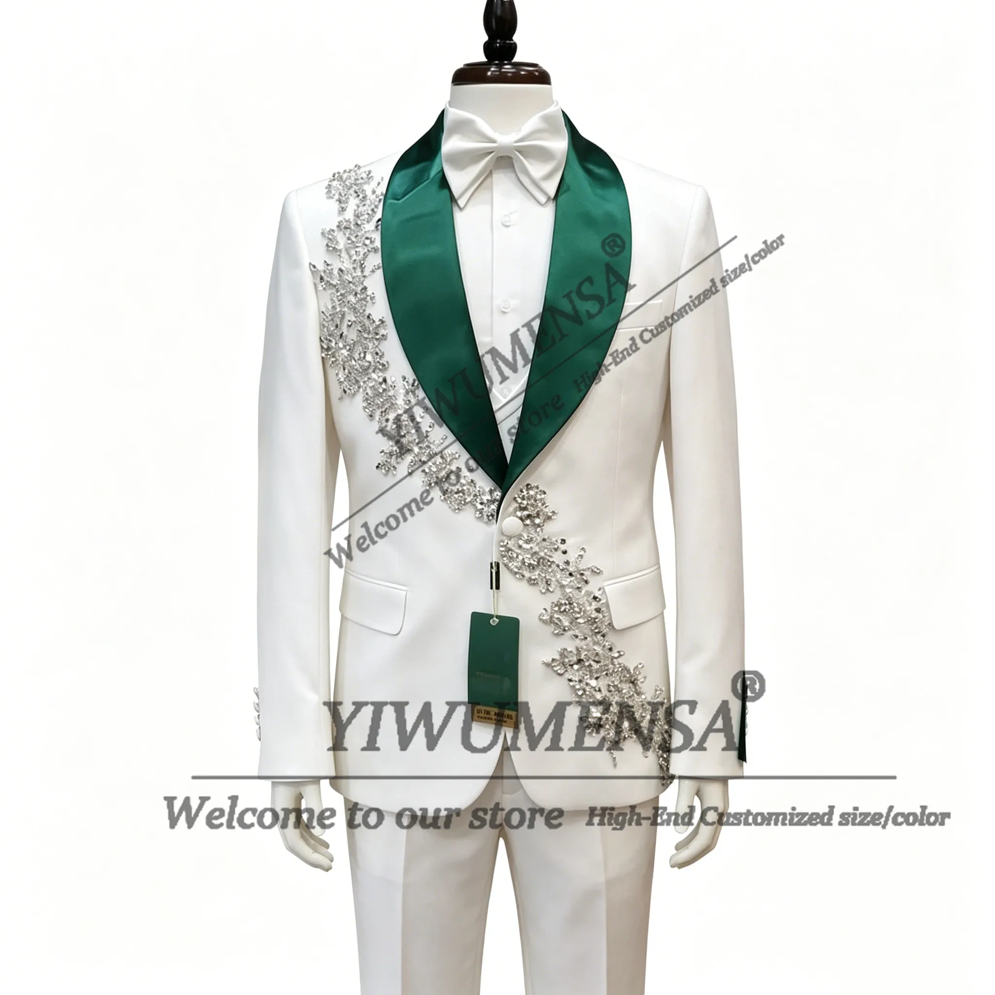 Sparkly Crystals Beading Suits Men For Wedding Green Shawl Label Prom Blazers Customized 2 Pieces Sets Man Banquet Tuxedos Slim
Sparkly Crystals Beading Suits Men For Wedding Green Shawl Label Prom Blazers Customized 2 Pieces Sets Man Banquet Tuxedos Slim