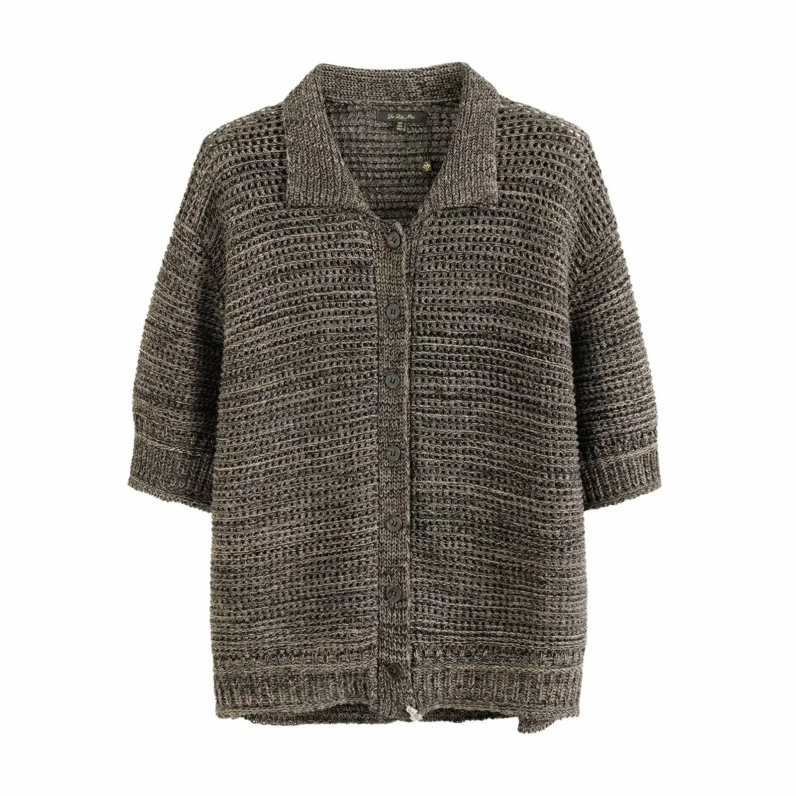 Ethereal MD 2025 massidutti summer new style of Ladies' fashion laid-back and lazy Polo neck short-sleeved knitted cardigan
Ethereal MD 2025 massidutti summer new style of Ladies' fashion laid-back and lazy Polo neck short-sleeved knitted cardigan