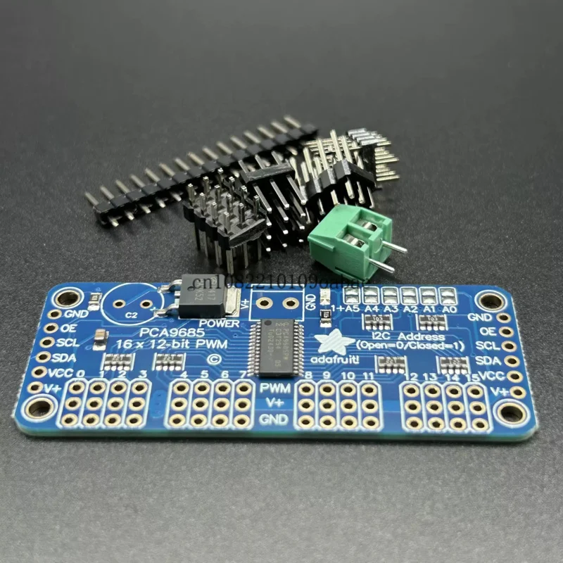 16-канальный 12-битный драйвер PWM/сервоприводов Adafruit - интерфейс I2C - PCA9685
16-канальный 12-битный драйвер PWM/сервоприводов Adafruit - интерфейс I2C - PCA9685