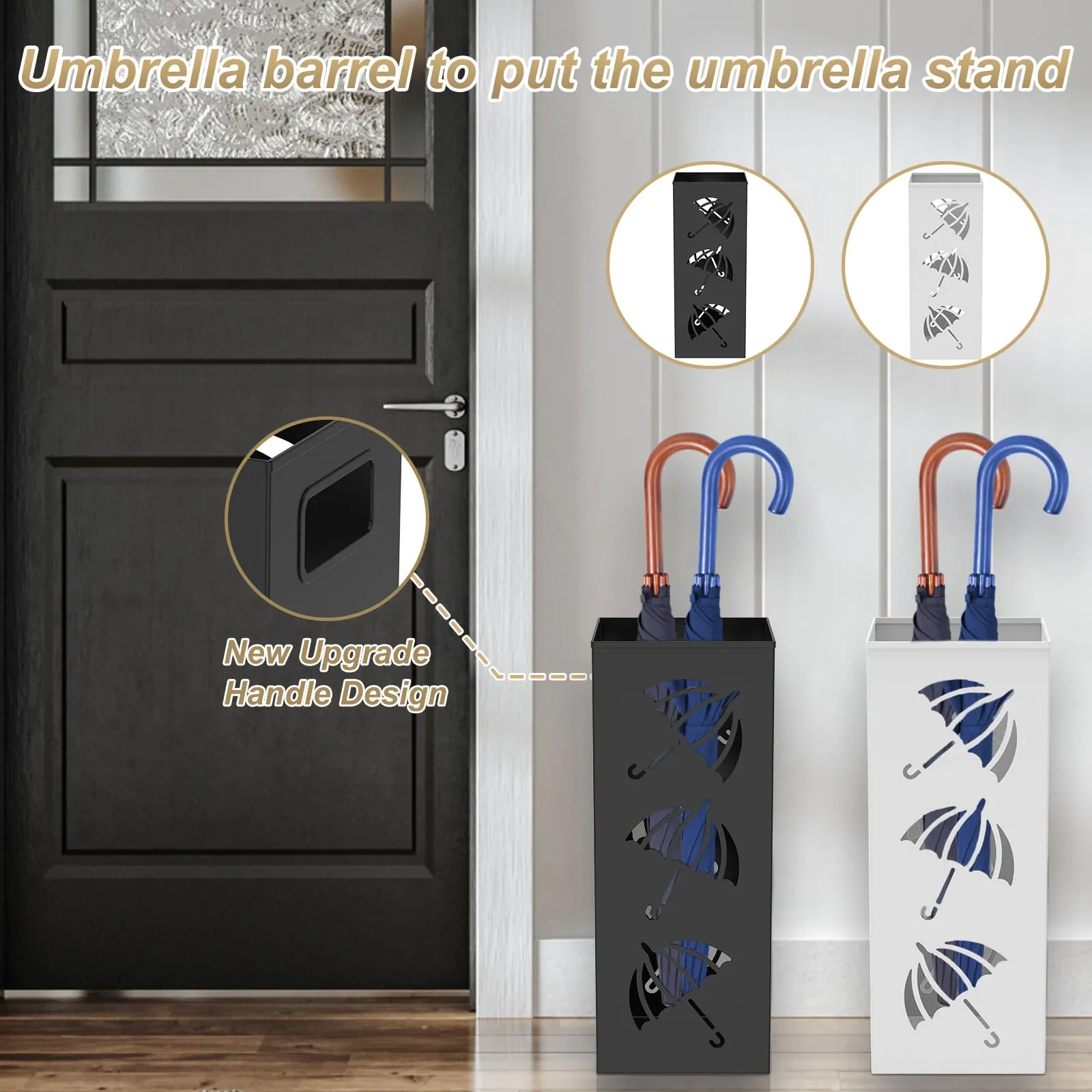 Metal Hollow Umbrella holder with Handle Non-Slip Cushion Umbrella stand Multi-Functional Household Sun Umbrella Storage Racks
Metal Hollow Umbrella holder with Handle Non-Slip Cushion Umbrella stand Multi-Functional Household Sun Umbrella Storage Racks