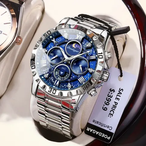 POEDAGAR Lüks İzle Adam Kuvars Spor Erkek Izle Su Geçirmez Aydınlık Paslanmaz Çelik Chronograph erkek Saatler Saat Reloj