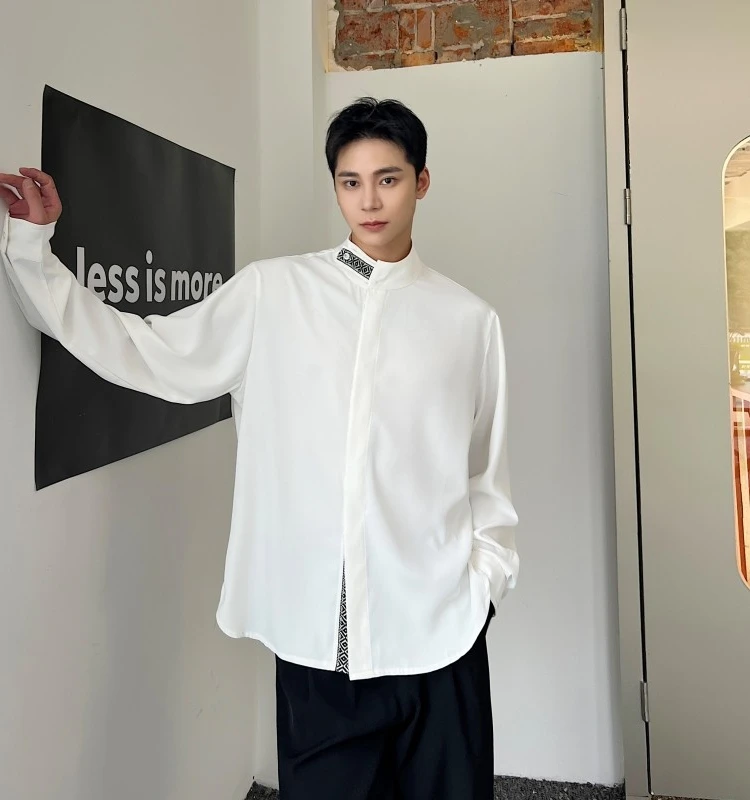 Мужская осенняя рубашка свободного кроя с воротником-стойкой в китайском стиле, модная, универсальная, простая, этническая
Мужская осенняя рубашка свободного кроя с воротником-стойкой в китайском стиле, модная, универсальная, простая, этническая
