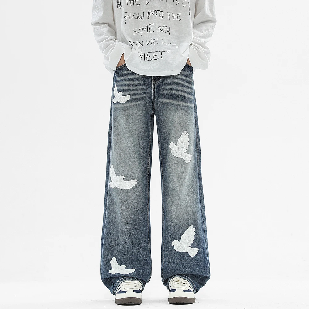 New Fashion Brand Loose Straight Leg Jeans and Flat Pigeon Towel Embroidered Loose Straight Leg Pants with Street Hip-hop Design
New Fashion Brand Loose Straight Leg Jeans and Flat Pigeon Towel Embroidered Loose Straight Leg Pants with Street Hip-hop Design