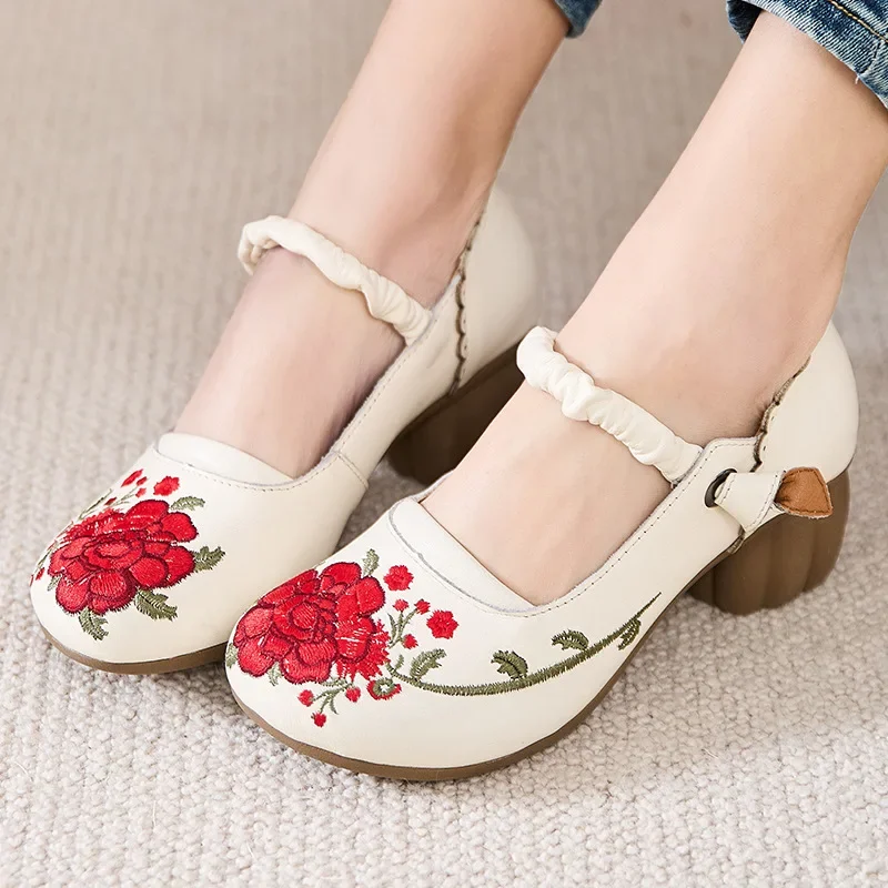 Women Pumps Embroidery Leather Shoes Chinese Rosy Shoes For Women Handmade Genuine Leather Women Mary Jane Pumps
Women Pumps Embroidery Leather Shoes Chinese Rosy Shoes For Women Handmade Genuine Leather Women Mary Jane Pumps