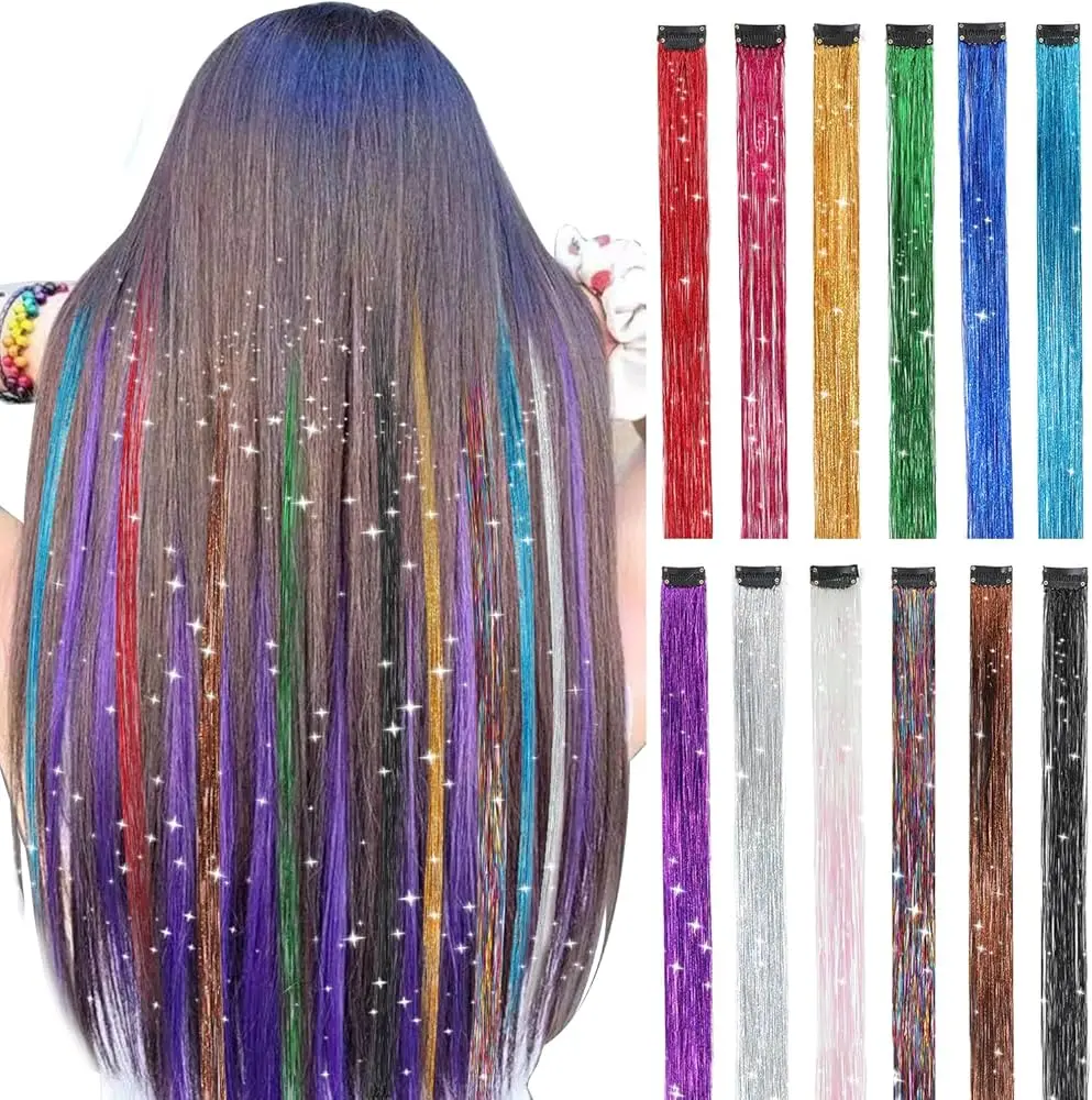 12pcs Synthetic Sparkling Shiny Hair Extensions Hair Clips Colorful Holographic Hair Tinsel Glitter Fairy Hairclips for Women
12pcs Synthetic Sparkling Shiny Hair Extensions Hair Clips Colorful Holographic Hair Tinsel Glitter Fairy Hairclips for Women