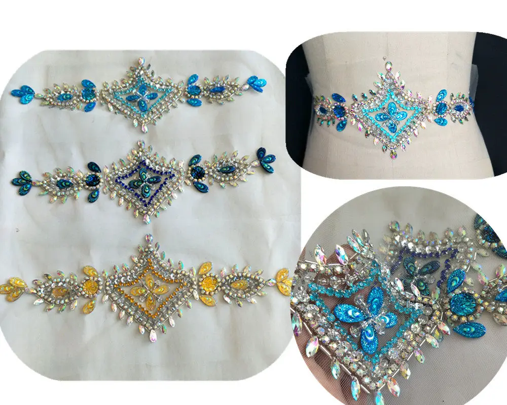 Bridal Evening Dress Trim Waist Decoration Accessories Hand-Beaded Crystal Applique Sequined Embellishment Material
Bridal Evening Dress Trim Waist Decoration Accessories Hand-Beaded Crystal Applique Sequined Embellishment Material