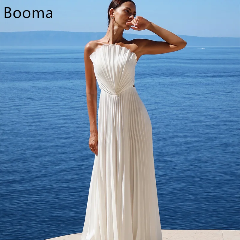 Booma A-Line Strapless Pleat Wedding Dresses Simple Sleeveless Backless Long Elegant Brides Gown Custom Made 2025 
Booma A-Line Strapless Pleat Wedding Dresses Simple Sleeveless Backless Long Elegant Brides Gown Custom Made 2025