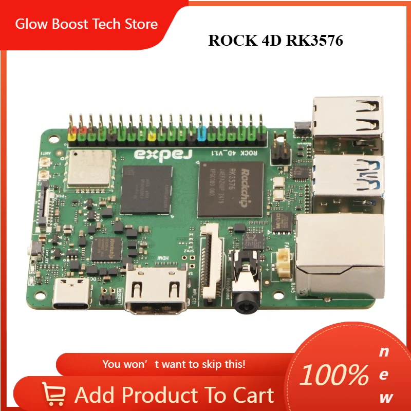 NYRadxa Development Board ROCK 4D RK3576 Single Board Computer, Edge Computing 4K Output LPDDR5