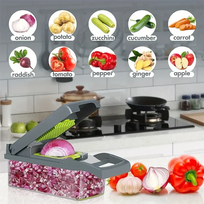 14 or 16 Pcs Vegetable Chopper Set Food Processor Onion Potato Slicer Dicer Grater Kitchen Cutter with Handle for Meal Prep
14 or 16 Pcs Vegetable Chopper Set Food Processor Onion Potato Slicer Dicer Grater Kitchen Cutter with Handle for Meal Prep